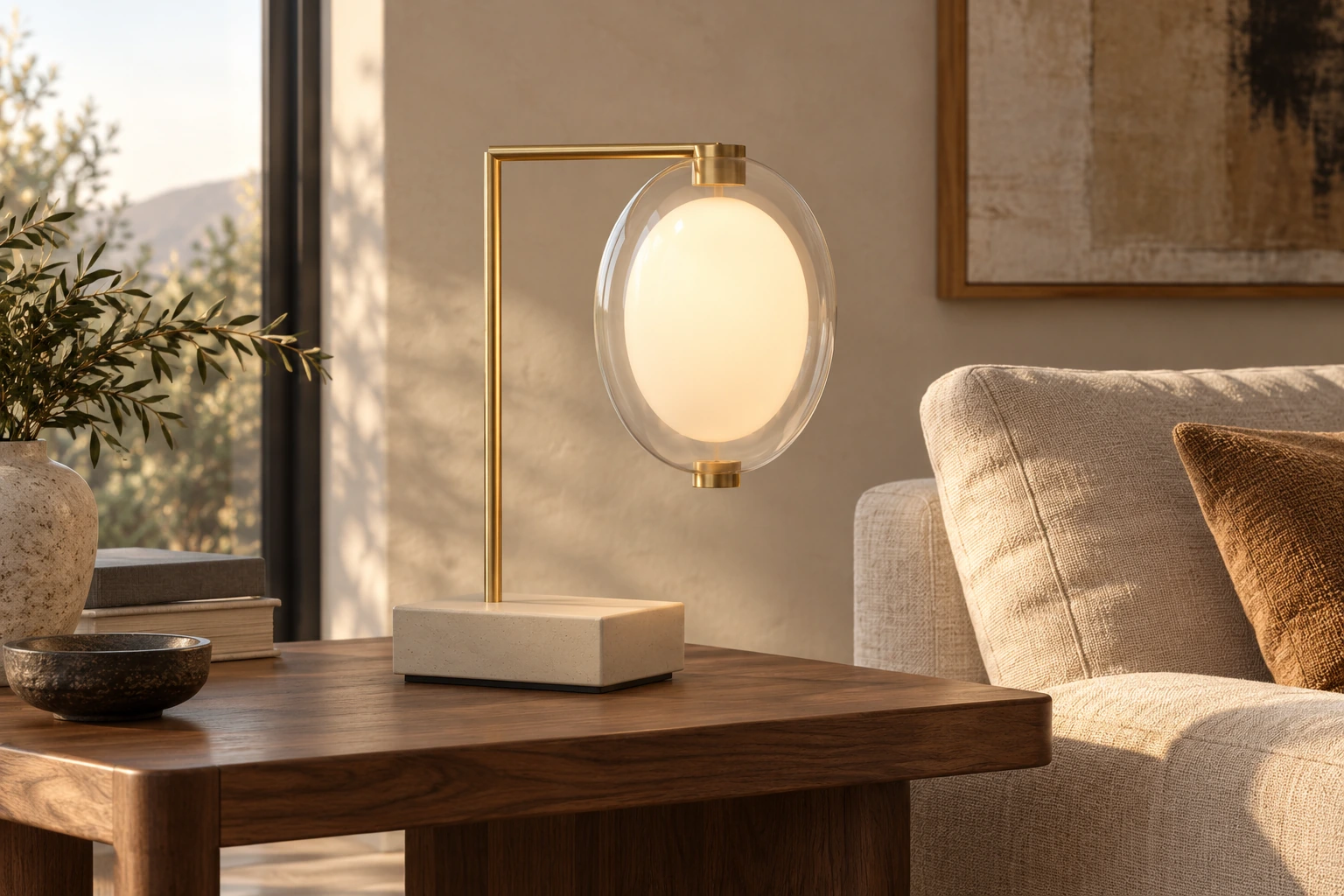 AI illustration of the Offset lighting concept in a living room