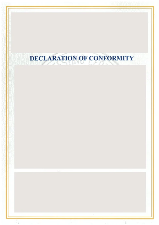 Redacted supplier declaration, with names, numbers, seals and contact details masked